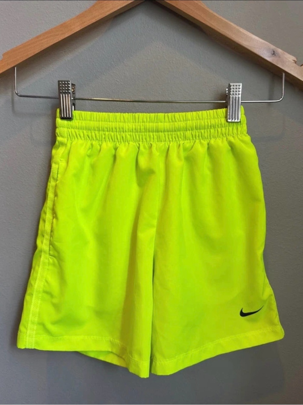 Nike Kids Neon Yellow Athletic Dri Fit Shorts Size extra small